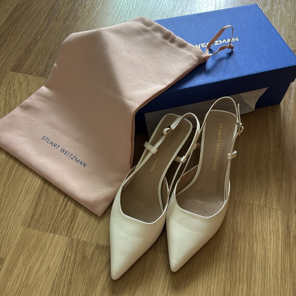 Stuart Weitzman Vinnie Leather Kitten Slingback - Picture 6 of 8